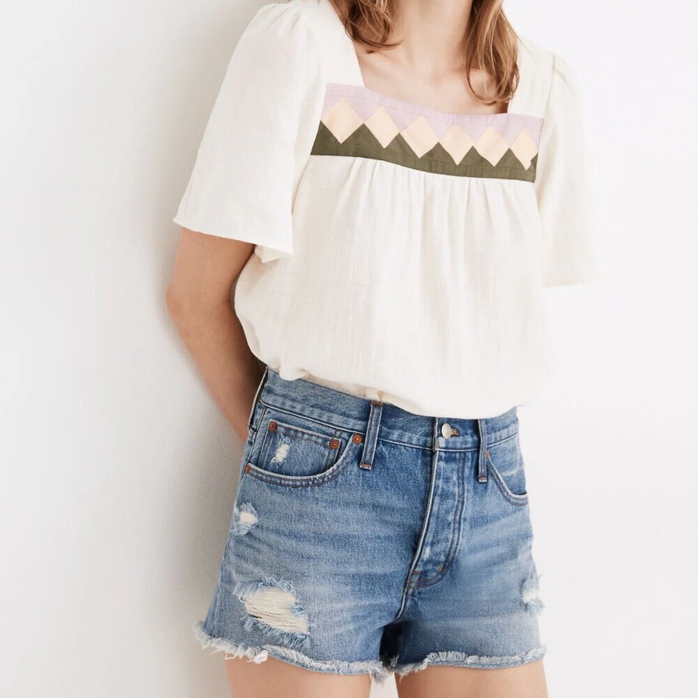 Madewell Relaxed Denim Shorts in Homecrest Wash: Ripped Edition, Size 25